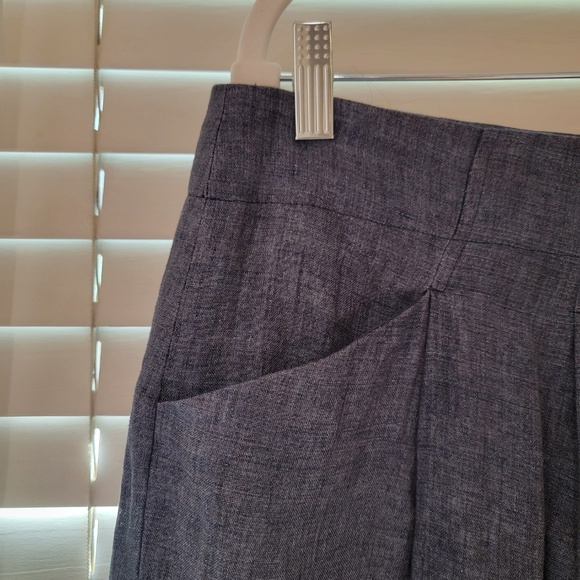 Talbots Chambray Linen Skirt Size 10P Petite Blue Pleated Pockets Lined Preppy - Picture 4 of 6